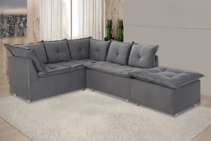 Sofa de canto com Puff Primor r65