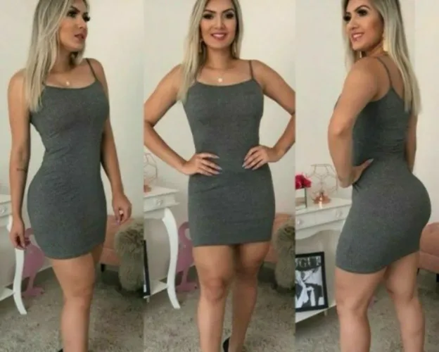 Vestido Canelado Cinza - Novo