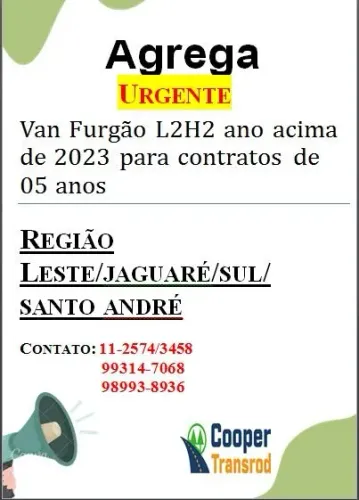 Agrega se Vans para trabalhar nos correios 