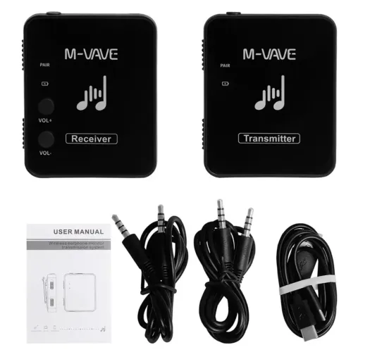 M-vave Wp-10 monitor retorno de palco sem fio 2.4 ghz cor preto bivolt