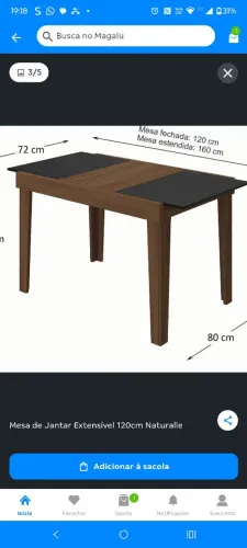 Mesa de Jantar em madeira com 4 cadeiras