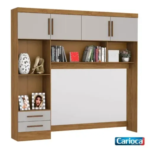 Guarda Roupa Modulado 4 Portas 2 Gavetas Cinamomo/Off Carioca - Entrega Rápida! 