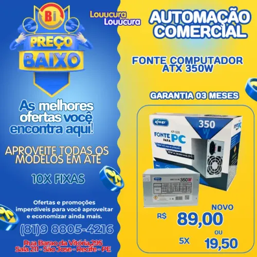 Fonte de alimentação para PC 350W - Nova