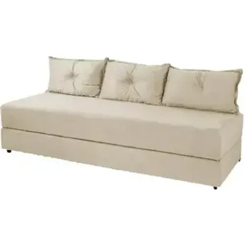Sofá Cama Sofanete Multiuso c/ 3 Almofadas Sued Bege - Entrega Rápida! 