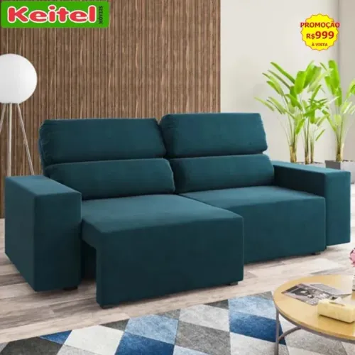 Sofá Retrátil e Reclinável Click Cor Azul