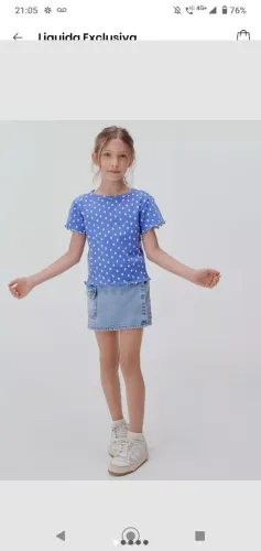 Blusa Poá Azul e Branca - Hering Kids (tamanho: 6)