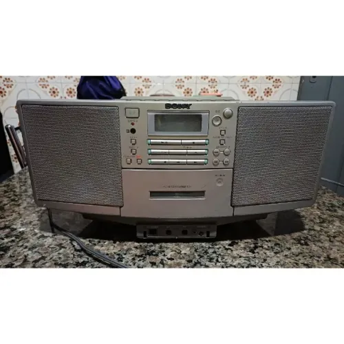 Sony ZS-D5 Rádio Cassete CD Player BoomBox Estéreo Vintage Retrô Ghetto Blaster.