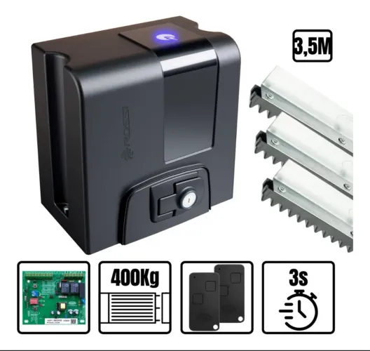 Kit Motor Portão Rossi Atto Nitro 3s 400kg 3,5m Crem Bivolt