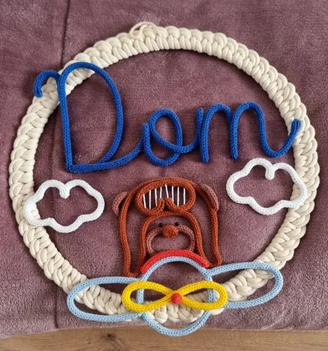 Enfeite porta maternidade ou quarto do bebê tema urso aviador Personalizado com Nome Dom
