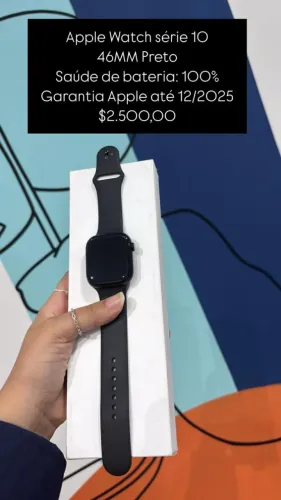 Apple Watch Series 10 / 45MM / Preto / Saúde de bateria 100% / Garantia até 12/2025
