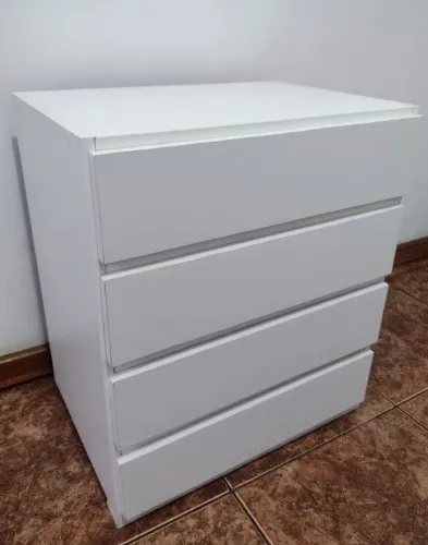 Gaveteiro MDF Branco Novinho, 4Gavetas/Corrediças Telescópicas 