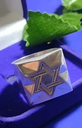 Anel Estrela de Davi Prata 950 Peso 16 Grama Topo 20 mm                                   