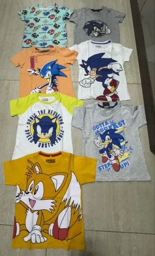 Lote com 7 camisetas do Sonic lindas TAM 4