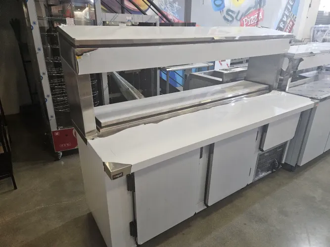 balcão de serviço refrigerado com condimentador duplo - a pronta entrega