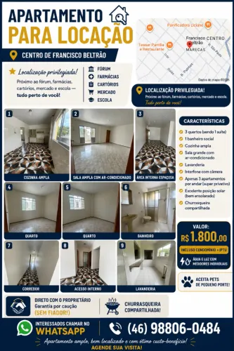 Apartamento Amplo no centro com ar e suíte / Direto com proprietário