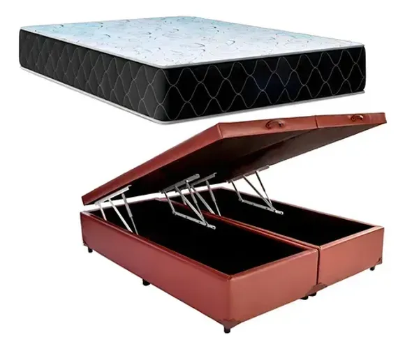  Colchão Resistence King + Cama Base Baú King na cor Terracota