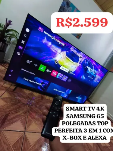 SMART TV 4K SAMSUNG 65 POLEGADAS TOP PERFEITA 3 EM 1 C X BOX E ALEXA R$2.599