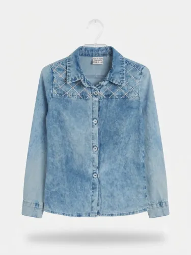 Camisa Infantil Jeans Feminina