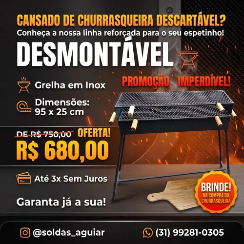 OPORTUNIDADE CHURRASQUEIRA REFORÇADA ! PARA SEU CHURRASCO