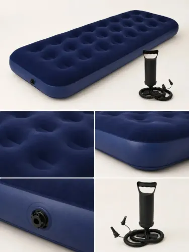 Colchão Inflável Solteiro Avenli 24040 191x73cm Azul Com Bomba Manual