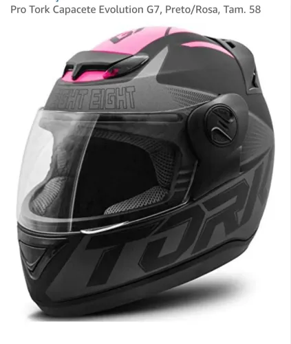 Capacete Evolution Preto/Rosa, Tam. 58