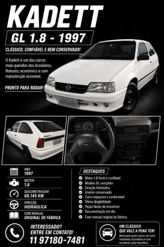 Chevrolet Kadett Gl/sl/lite/turim 1.8 (álcool) 1997