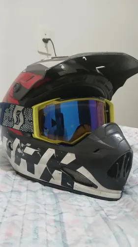 Capacete Motocross PRO TORK + Óculos Scott + 2 Lentes de Brinde