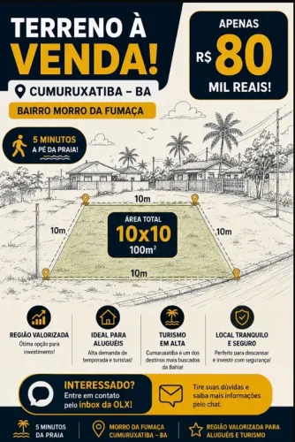 Terreno no centro de cumuruxatiba