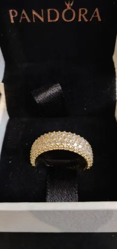 Anel Pandora Banhado Ouro Cravejado Zircônias