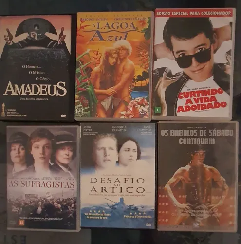 Kit de 6 filmes em DVDs originais/ Curtindo a vida adoidado, A lagoa azul, Amadeus...