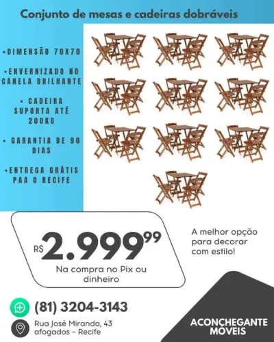 Conjuntos dobrável envernizado 70x70