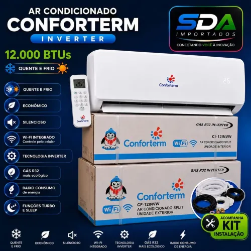 Ar Condicionado Conforterm 12.000 BTUs Inverter Wi-Fi Quente/Frio + Kit