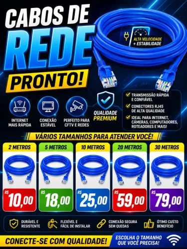 Cabos de rede diversos tamanhos
