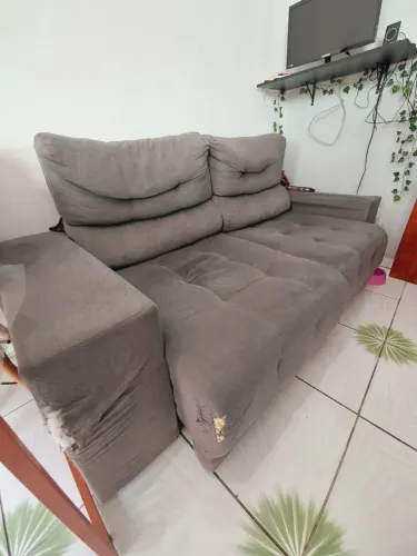 Sofá Usado Retrátil e Reclinável Cinza - Venda no Estado