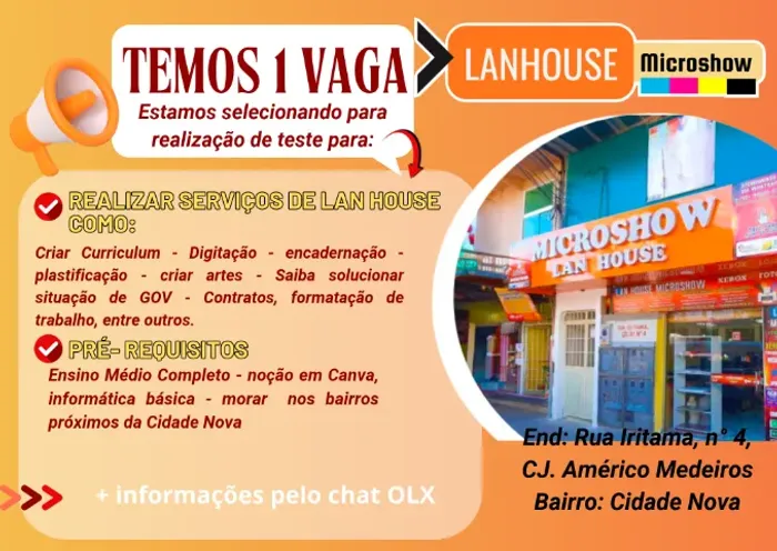 Atendimento em Serviços de Lan house