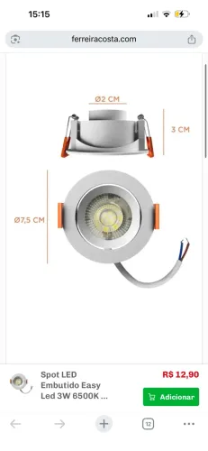 11 unidades Luz led embutida novo