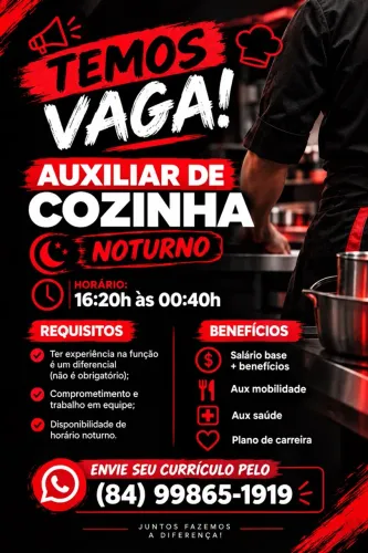 Vaga para aux de cozinha