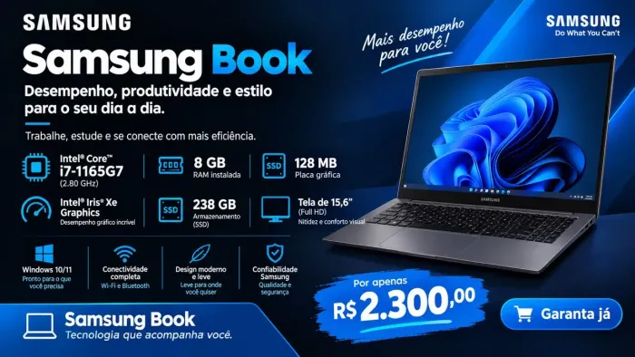 Samsung i7 décima primeira 8Gbs de RAM ssd NVME