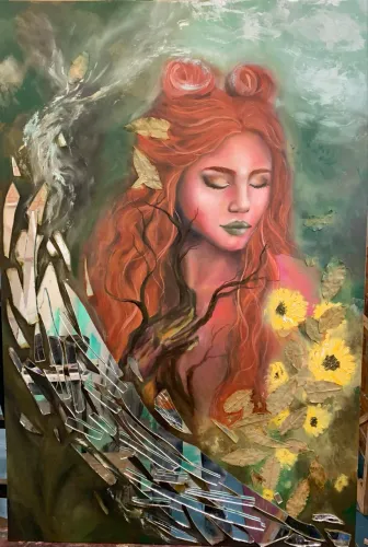 Pintura a óleo com espelhos Gaia 