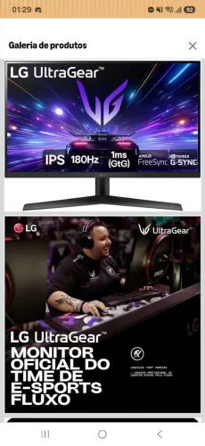 Monitor Gamer LG UltraGear 27? 27GS60F-B IPS Full HD 180Hz 1ms