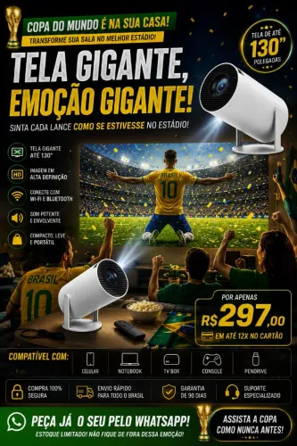 Mini Projetor Full HD | Tela Gigante Para Jogos, Filmes e Séries