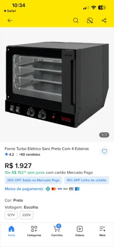FORNO TURBO ELÉTRICO COM 4 ESTEIRAS 220V ft22