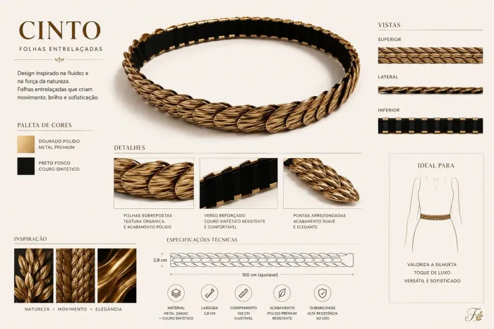 Cinto Feminino Dourado