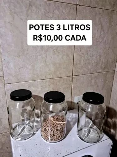 Pote de vidro resistente 3 litros