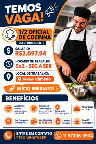 OFICIAL DE COZINHA - VINHEDO SP