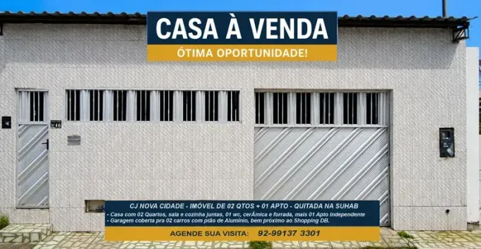 NOVA CIDADE, Imóvel de 03 Qtos com Suíte, Quitada