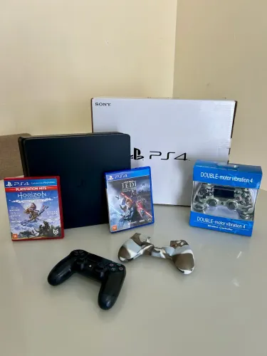 ? PS4 SLIM 1TB + 2 CONTROLES + 2 JOGOS | COMPLETO E MUITO CONSERVADO ?
