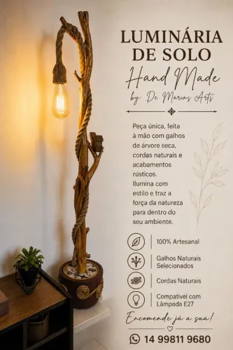 Luminária de solo rústica artesanal
