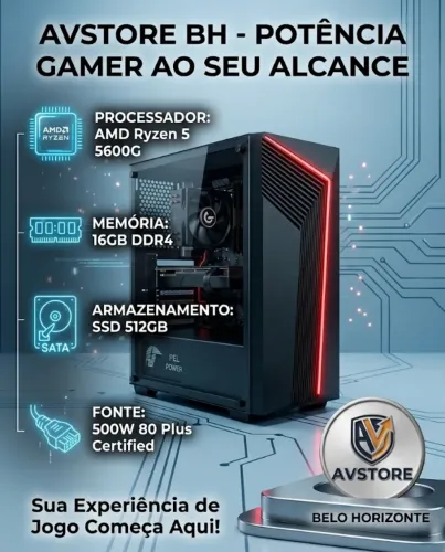 PC Gamer AMD Ryzen 5 5600G 16GB DDR4 SSD512GB