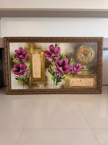 Quadro Decorativo Floral Magnólias - Pintura em Tela com Moldura Luxo